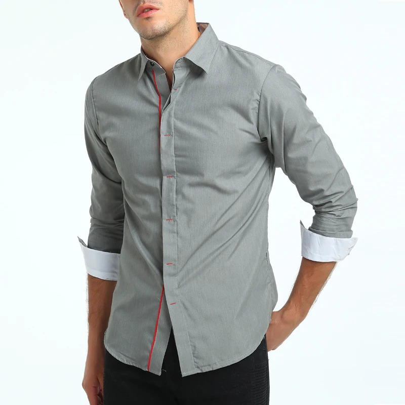 Brand 2018 Fashion Male Shirt Long-Sleeves Tops Hit Color Buttons Mens Dress Shirts Slim Men Oversize XXXL | Мужская одежда