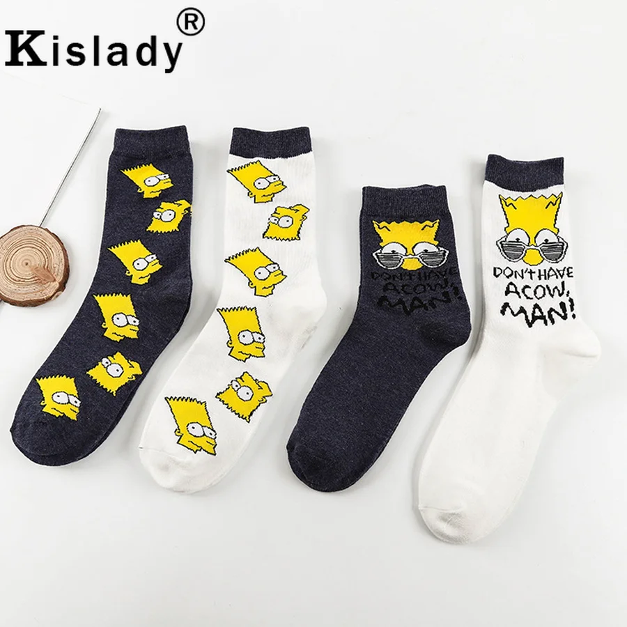 Модные женские забавные носки с героями мультфильма Симпсоны Kawaii корейские японские пушистые носки милые рождественские носки уличная одежда нижнее белье