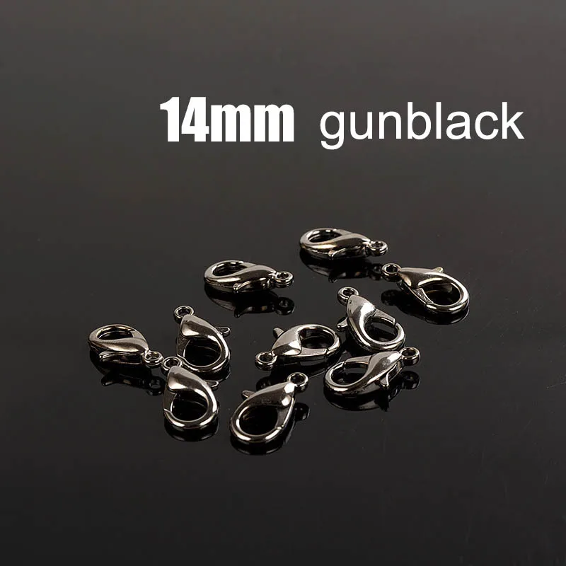 gunblack 14 50 шт. 10/12/14/16 мм Серебряный угольно-черный золотой застежками для изготовления ювелирных изделий Цепочки и ожерелья застежка Разъем Браслет "сделай сам" конец Крючки - Цвет: gunblack 14