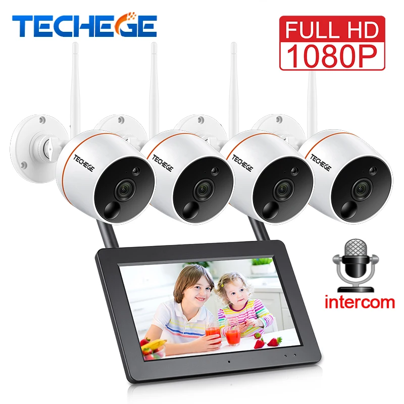 Techege Touch Screen 1080P WiFi NVR Kit Video Surveillance Outdoor Waterproof Wireless IP Camera PIR Function SD Card Recording |