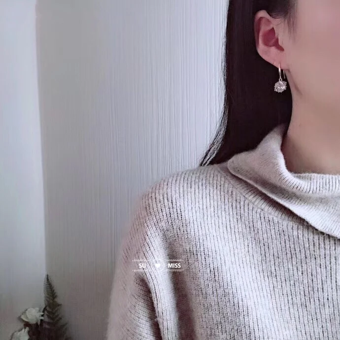 

SU MISS Trendy Charm Stud Earring Round Cubic Zircon Ball Earrings Jewelry For Women Friend