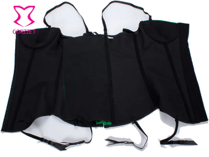 Зеленый атлас бюстье с кружевной аппликацией Underwire чашки Push Up обвалки корсет