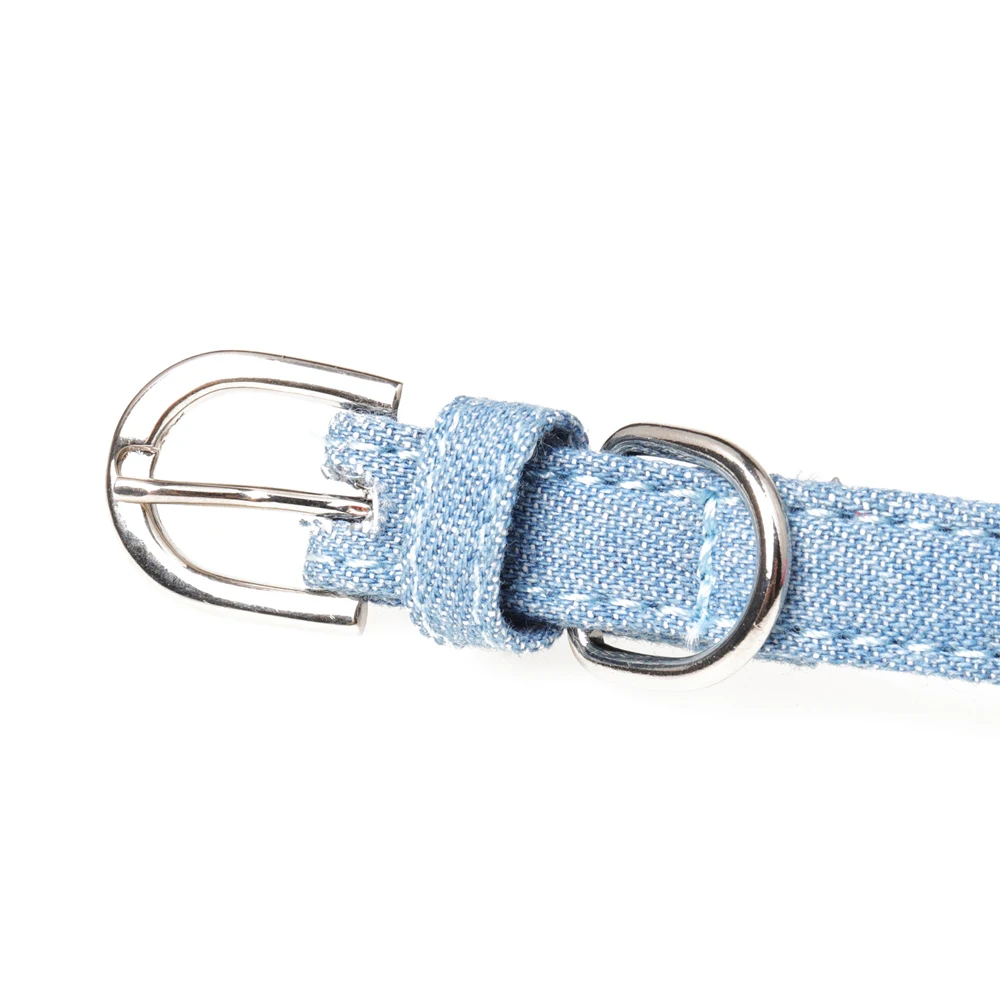 Handmade Small Pet Cat Dog Collar Soft Jean Chihuahua Puppy Kitten Choker Flower Charm Adjustable | Дом и сад
