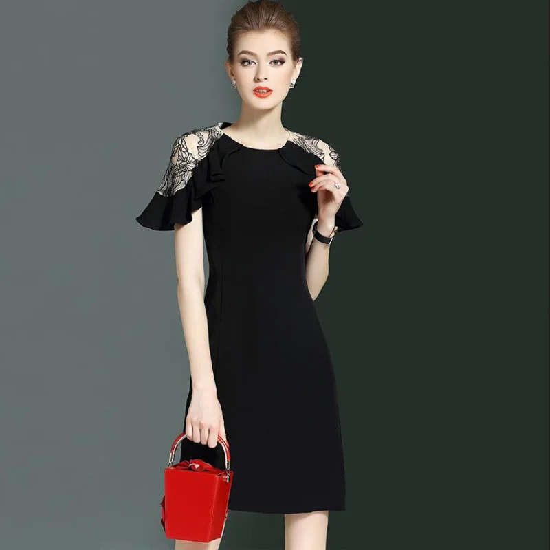 WZYCHDS OL fashion sexy pocket hip leaf sleeve ladies dress | Женская одежда