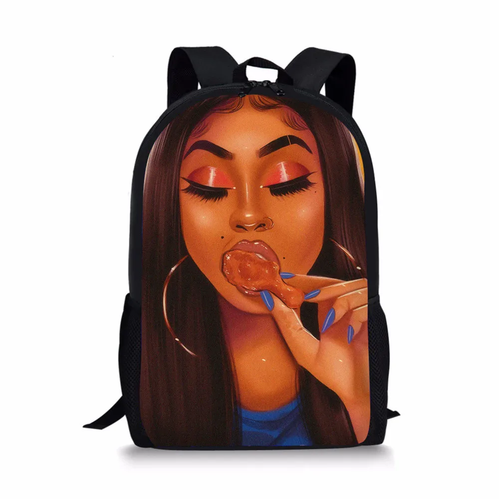 Advocator Printed African Girls Lunch Bag Cartoon Girls Portable Thermal Food Picnic Bags for School Kids Boys Lunch Box Tote