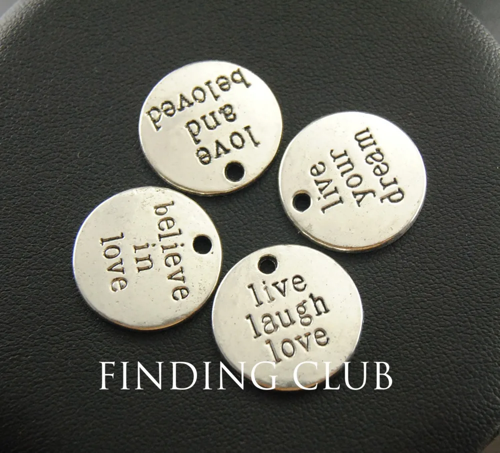 

8pcs Alloy Silver Color message charms Tag Charms Bracelet Necklace Jewelry Making Handmade 20mm A707/A708/A709/A1264