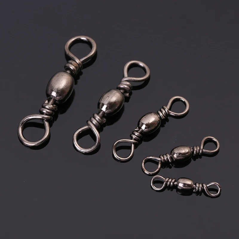 200 штук Рыбалка swivels латунный бочонок Черный Цвет 2 #/4 #/6 #/8 #/12 # сильный|Рыболовные