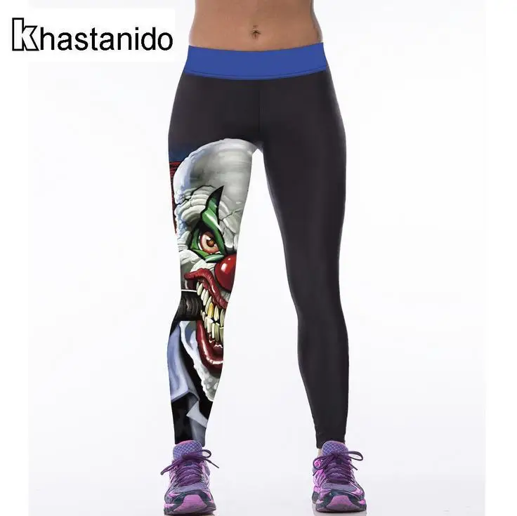 высокая талия 3d печатани череп леггинсы воздухопроницаемый эластичный