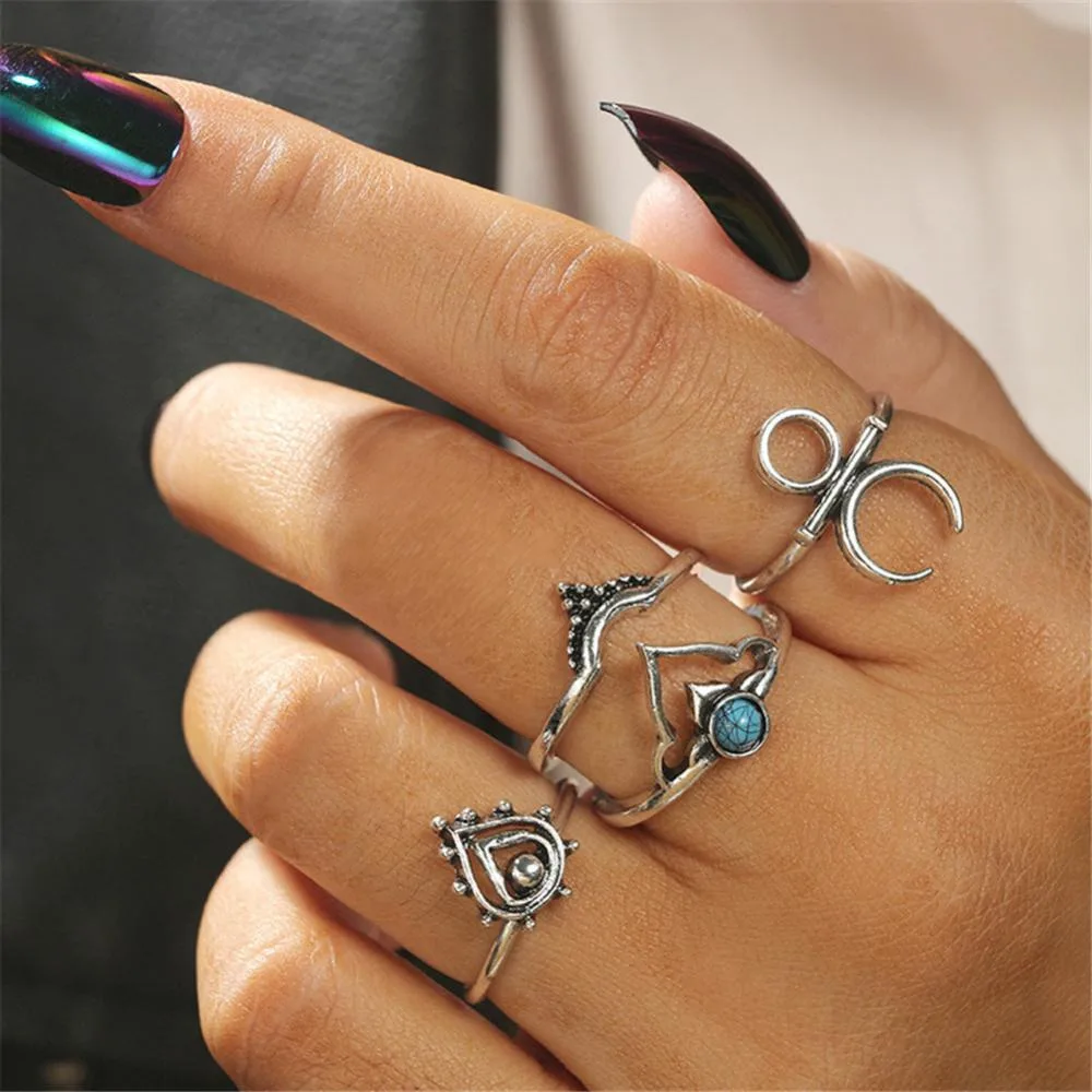 23 вида винтажная Капля воды Корона кольцо комплект мода богемный Сплав Кристалл