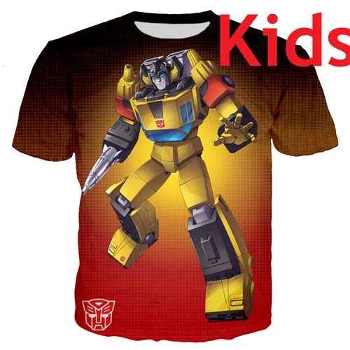 kids t shirt PLstar Cosmos/одинаковые комплекты для семьи; футболки для мальчиков с 3D принтом робота; летние детские футболки с автоботами; детские летние топы - Цвет: kids t shirt