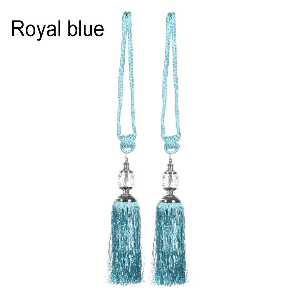 royal blue 2 шт Шторы веревка для оттяжки кисточкой из бисера висит Ремни мяч домашнее украшение Красочный Держатель для штор - Цвет: royal blue
