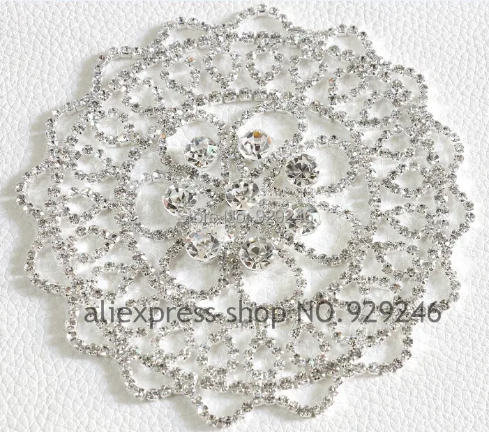 

Оптовая продажа, 10,5 см, круглый цветок, прозрачный кристалл, стразы, аппликация, серебряное меховое пальто с плоской задней стороной, зимние сапоги, украшение для волос для невесты