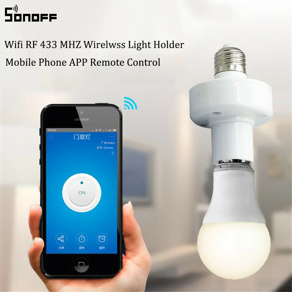 Sonoff E27, Wi-Fi светильник, лампочка, держатель, 433 МГц, RF, беспроводной светильник, держатель для умного дома, для улучшения IOS, Android, пульт дистанционного управления