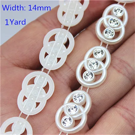14mm 1yard 1 ярд, стразы, цепочка ABS, жемчужные бусины, кристальная цепочка, отделка, пришивка для DIY, Свадебный костюм с аппликацией, ювелирные изделия, аксессуары для рукоделия - Цвет: 14mm 1yard