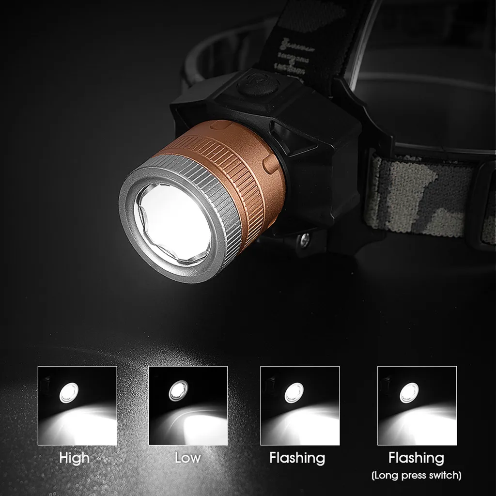 USB Перезаряжаемый светодиодный налобный фонарь фонарик водонепроницаемый 4