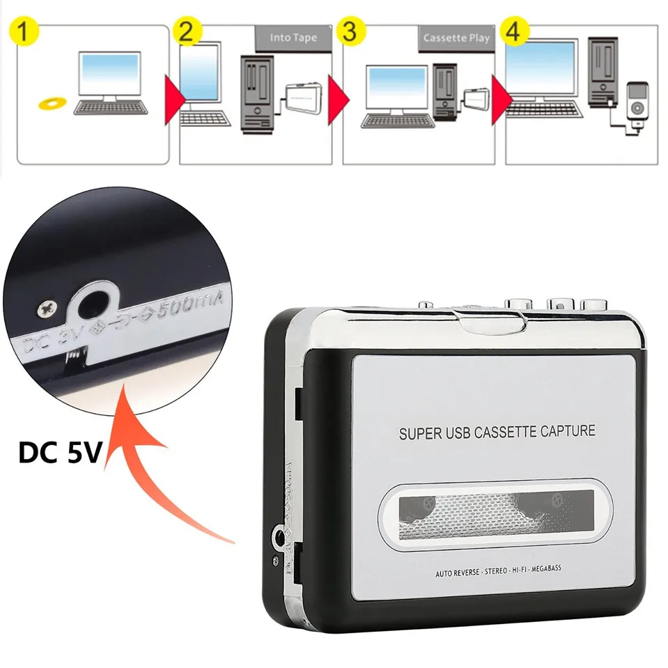 Красивый подарок 100% новый 2016 аудио музыкальный плеер лента для пк USB кассета в MP3 CD
