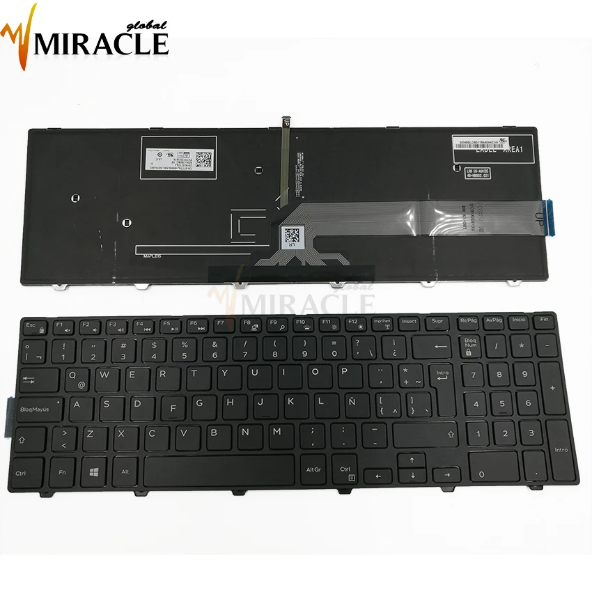 Latin keyboard with backlit Laptop Keyboard For Dell Inspiron 5000 5547 5551 5552 5555 5558 black frame 07TT4J PK1313G1B14 | Компьютеры и