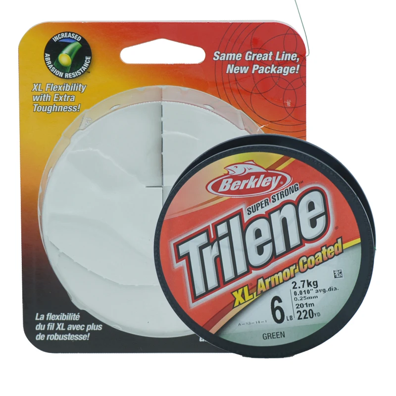 Berkley TRILENE 201m 220yd нейлоновая рыболовная леска 6/10/12/14/17/20LB зеленая приманка