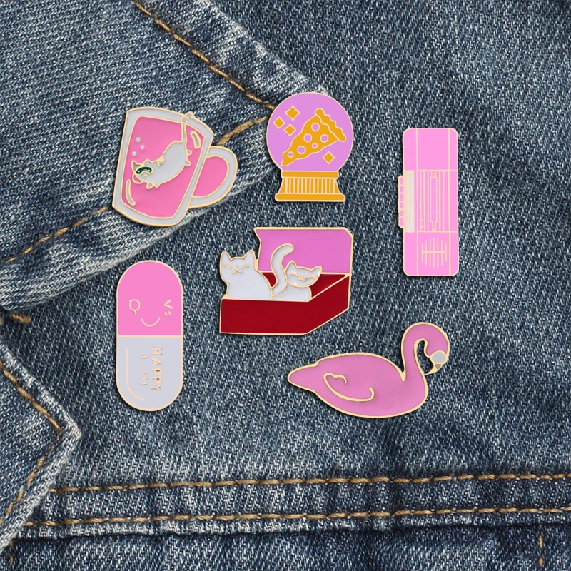 Коллекция симпатичных броши розовый булавка брошь новогодняя чайная чашка