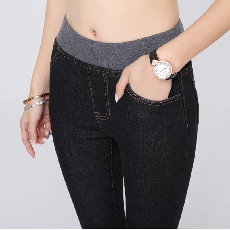 Модные тонкие женские леггинсы искусственная лосины из джинсовой ткани