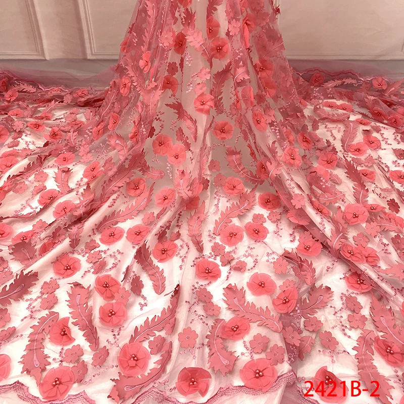 Африканская кружевная ткань с 3D цветами фабричная бисером новинка 2019