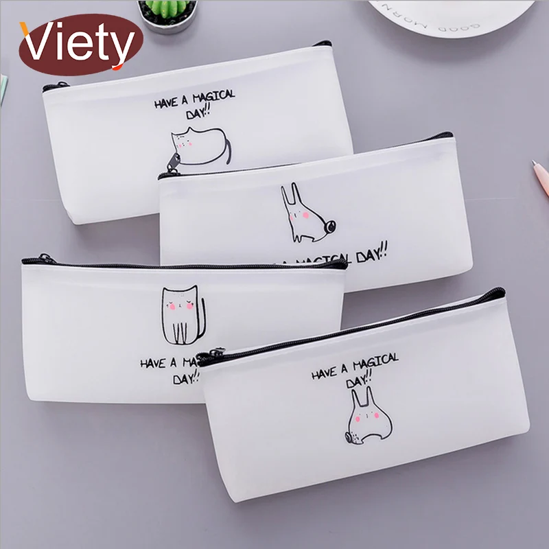 Мягкий чехол для карандашей с мультяшным животным котом и кроликом, школьный пенал для девочек, канцелярские принадлежности estojo escolar, школьные принадлежности