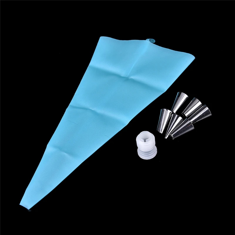 DIY Cake Decorating Bake Tool Icing Piping Cream Pastry Bag + 6 Stainless Steel Nozzle Set Silicone Tips Kitchen Accessories | Дом и сад
