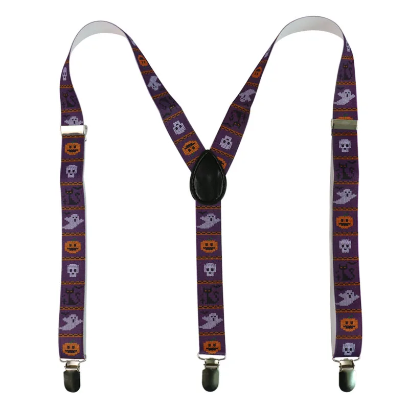 Новый товар: Регулируемые подтяжки Unisex Adult 3 Clip Y-Back Clip-on с принтом Хэллоуина "Тыквы" для мужчин и женщин, отличный подарок.
