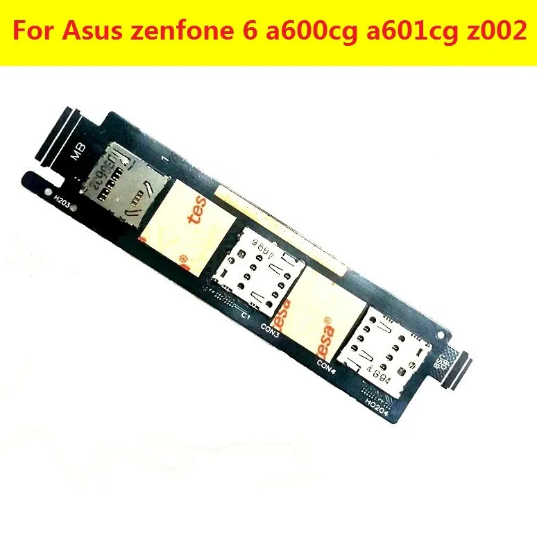 Один двойной sim-карты лоток считыватель гибкий кабель для Asus zenfone 6 a600cg A601CG Z002 sim-карты адаптер держателя слота flex ленты запчасти