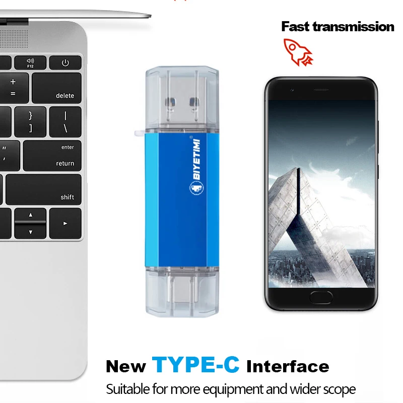 Usb флеш-накопитель Biyetimi 3,0 type-c для телефона и компьютера 16 ГБ 32 ГБ 64 ГБ реальная емкость u-образная Флешка для телефона Android