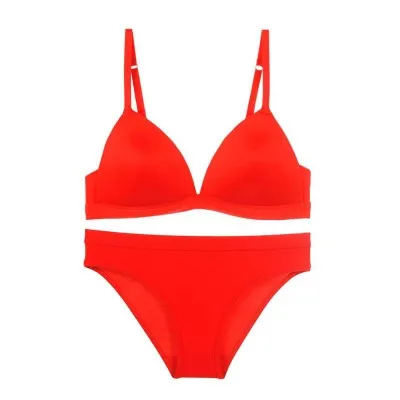 Sexybra набор, без стального кольца нижнее белье, Женский комфорт, без шрамов, крест грудь бюстгальтер - Цвет: Red
