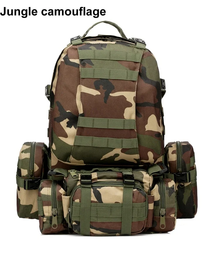 Jungle camouflage 50L Molle штурмовая тактическая сумка, уличные армейские военные рюкзаки, Рюкзак, Сумка для кемпинга, большая емкость, Для Путешествий, Походов, рюкзак - Цвет: Jungle camouflage