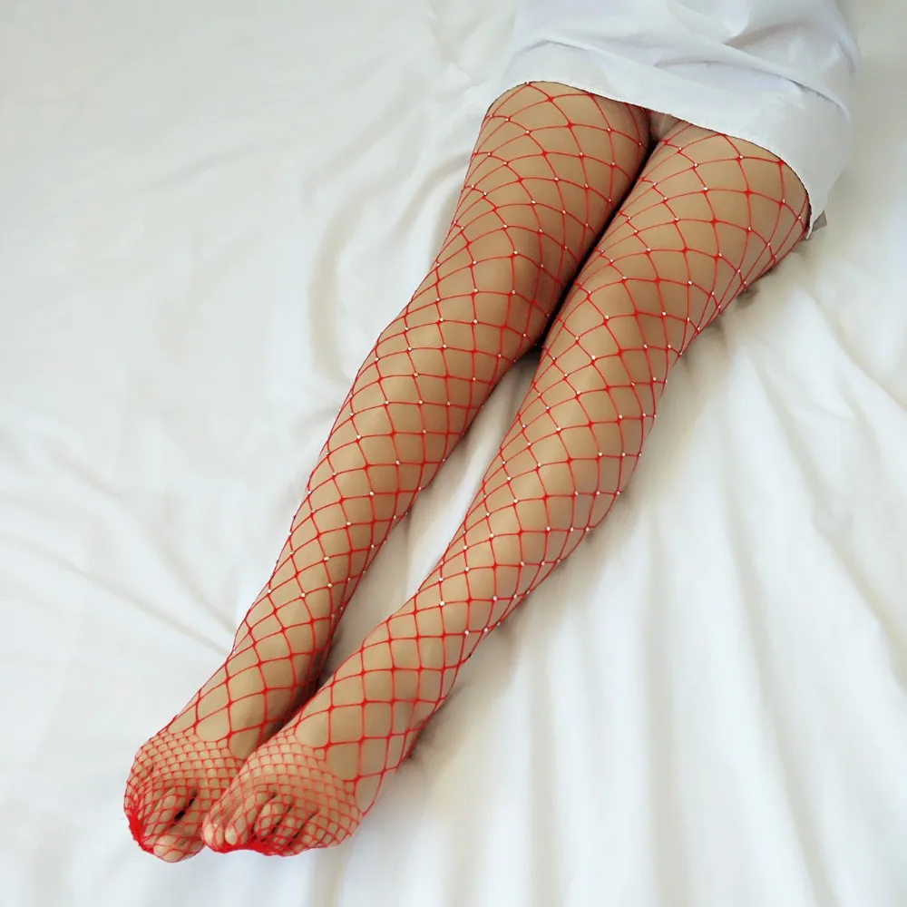 Черные, белые, красные пикантные открытые вечерние Для женщин стрейч с украшениями в виде кристаллов Стразы колготки в сеточку сексуальное женское белье 495