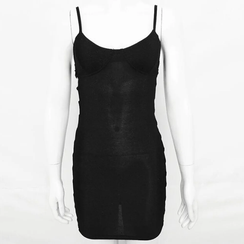 Сексуальное женское облегающее платье Спагетти ремень Эластичный посылка бедра