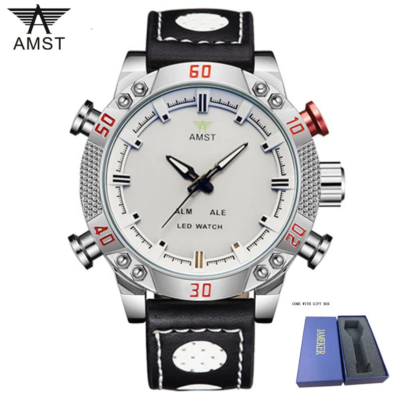 AMST мужские часы лучший бренд класса люкс Водонепроницаемые светодиодные