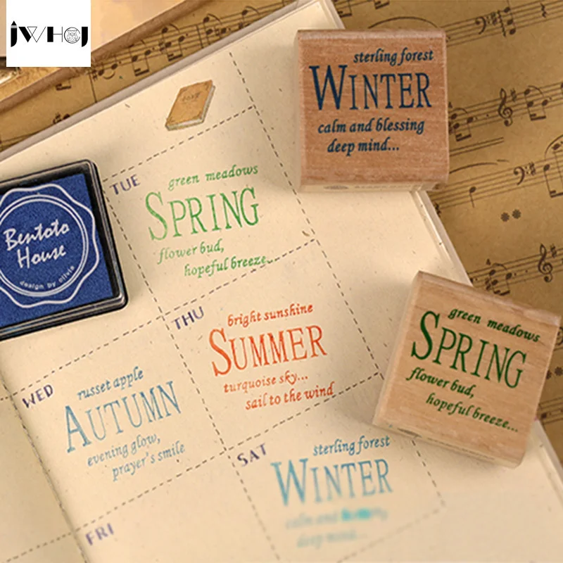 4 шт./компл. деревянная печать Всесезонная Печать Дети DIY Ручная работа скрапбук