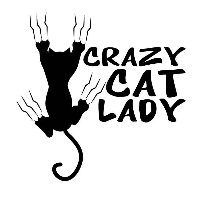 

14CM*14CM Crazy Cat Lady Vinyl Stickers Decals Car Styling Black Silver C8-0002