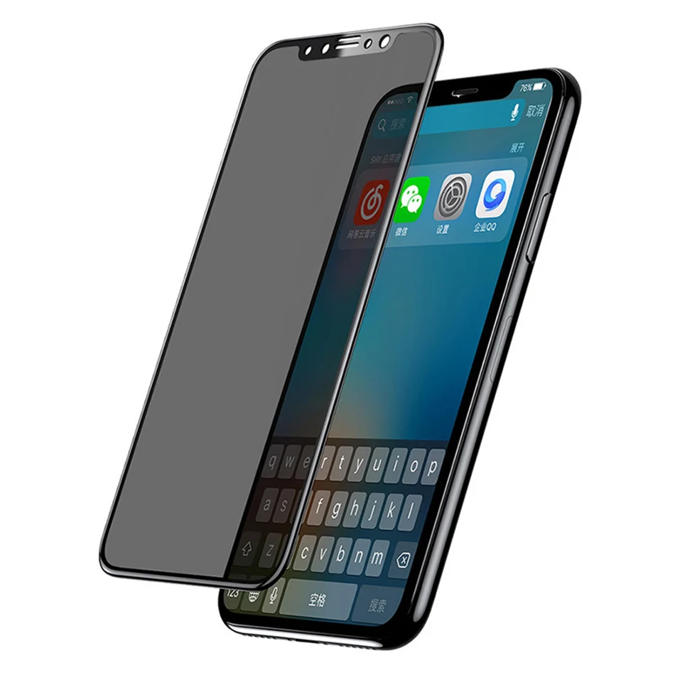 Антишпионское закаленное стекло Peep 9H для iPhone X XS XR 11 12 mini Pro MAX 3D полное покрытие