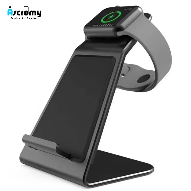 Ascromy 2в1 быстрая QI Беспроводная зарядная подставка для Apple Watch 3 2 iPhone XS Max XR X 8 Plus