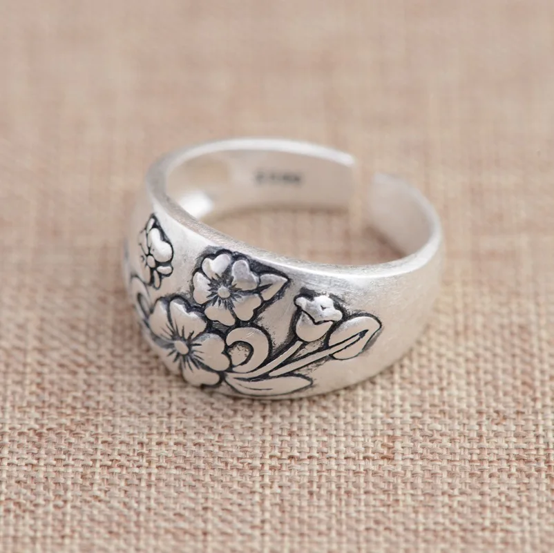 L &amp P 2018 ювелирные изделия из тайского серебра кольцо богатый цветок подарок