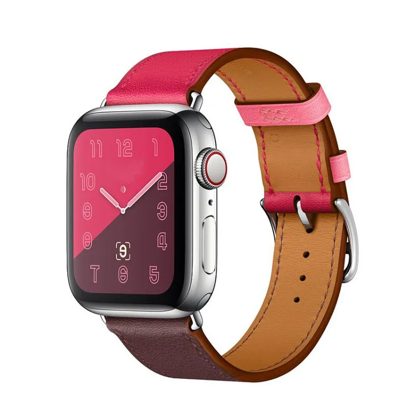 Новые тонкие Tour ремешок для наручных часов Apple Watch Series 5 4, версия 1, 2, 3, ремешок из натуральной кожи, туфли с двойным ремешком тур Браслет для наручных часов iWatch, 44/40 мм; 42/38 мм