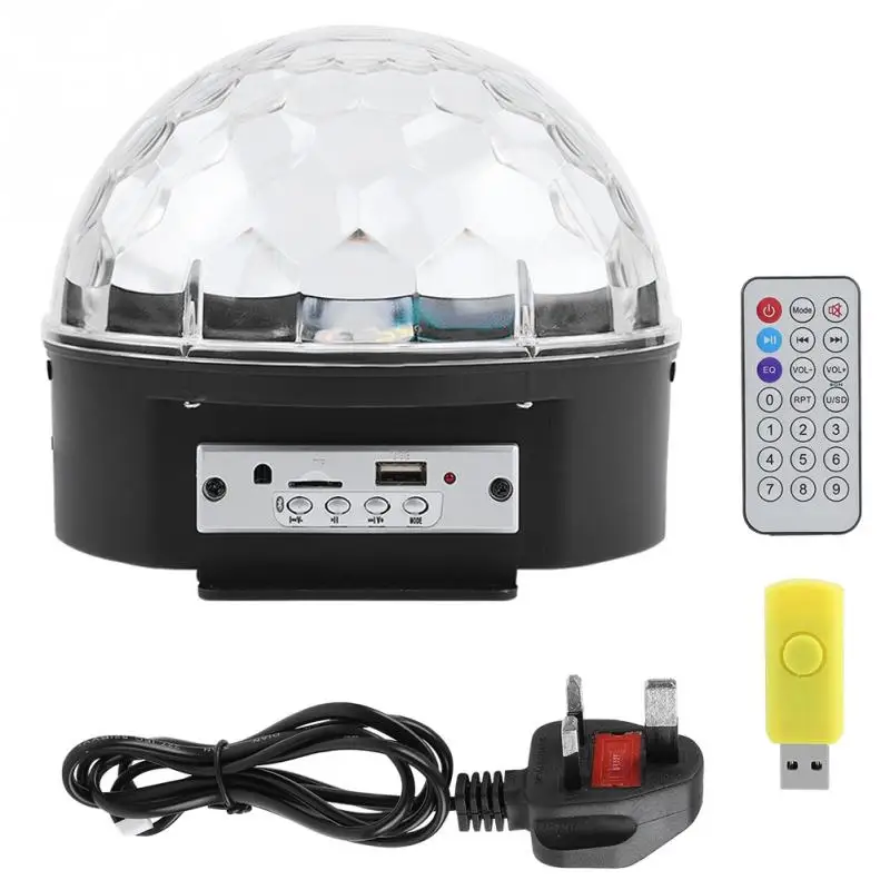 UK Plug 9 цветов MP3 KTV танцы вечерние диско РГБ светодиодный сценический Свет Звук лазерный проектор с программой волшебный шар свет музыкальный динамик bluetooth - Цвет: UK Plug