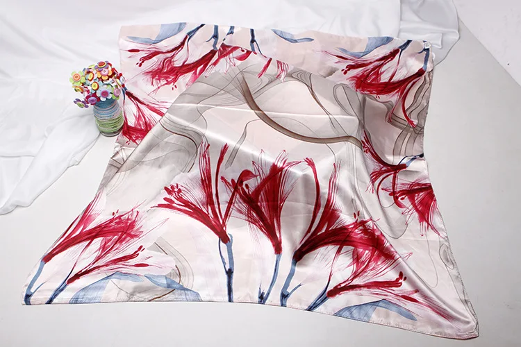 Модные шали шарф для волос для женщин платок красный желтый Шелковый сатиновый хиджаб шарфы 90*90 см шарфы-повязки для дам