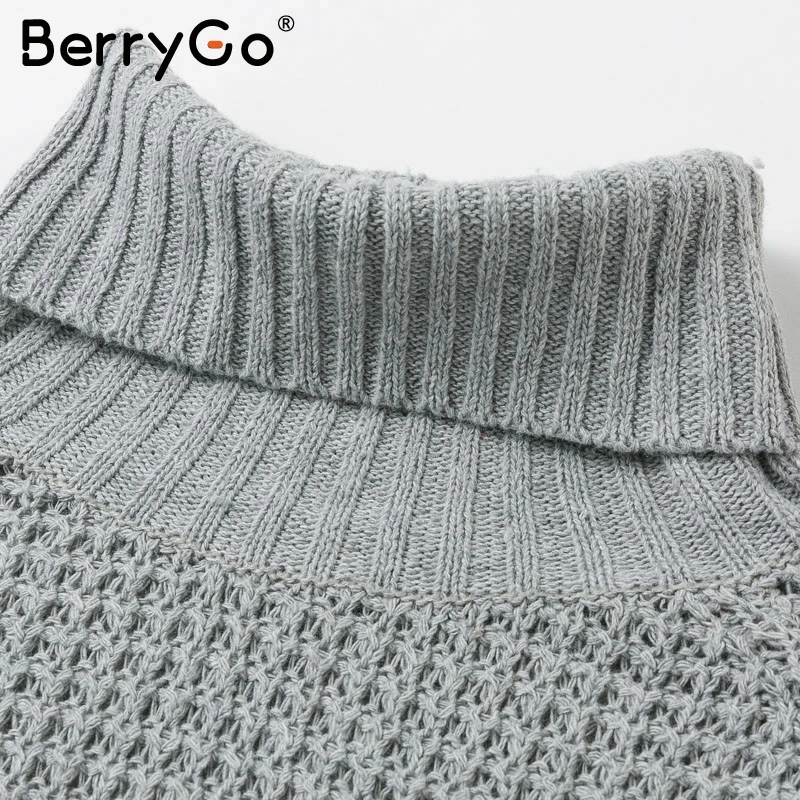 BerryGo женскoе джемпер тоника водолазки вязаный женские Половина рукава пуловер