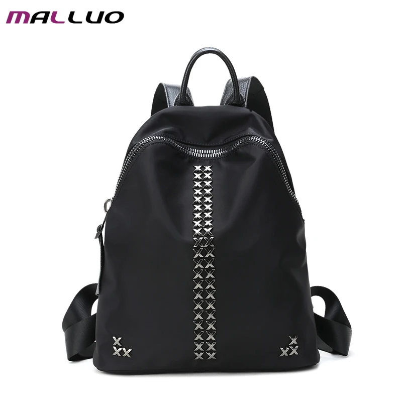 MALLUO Рюкзаки Женщины Сумки Высокое Качество Натуральная Кожа И Нейлон Школьные