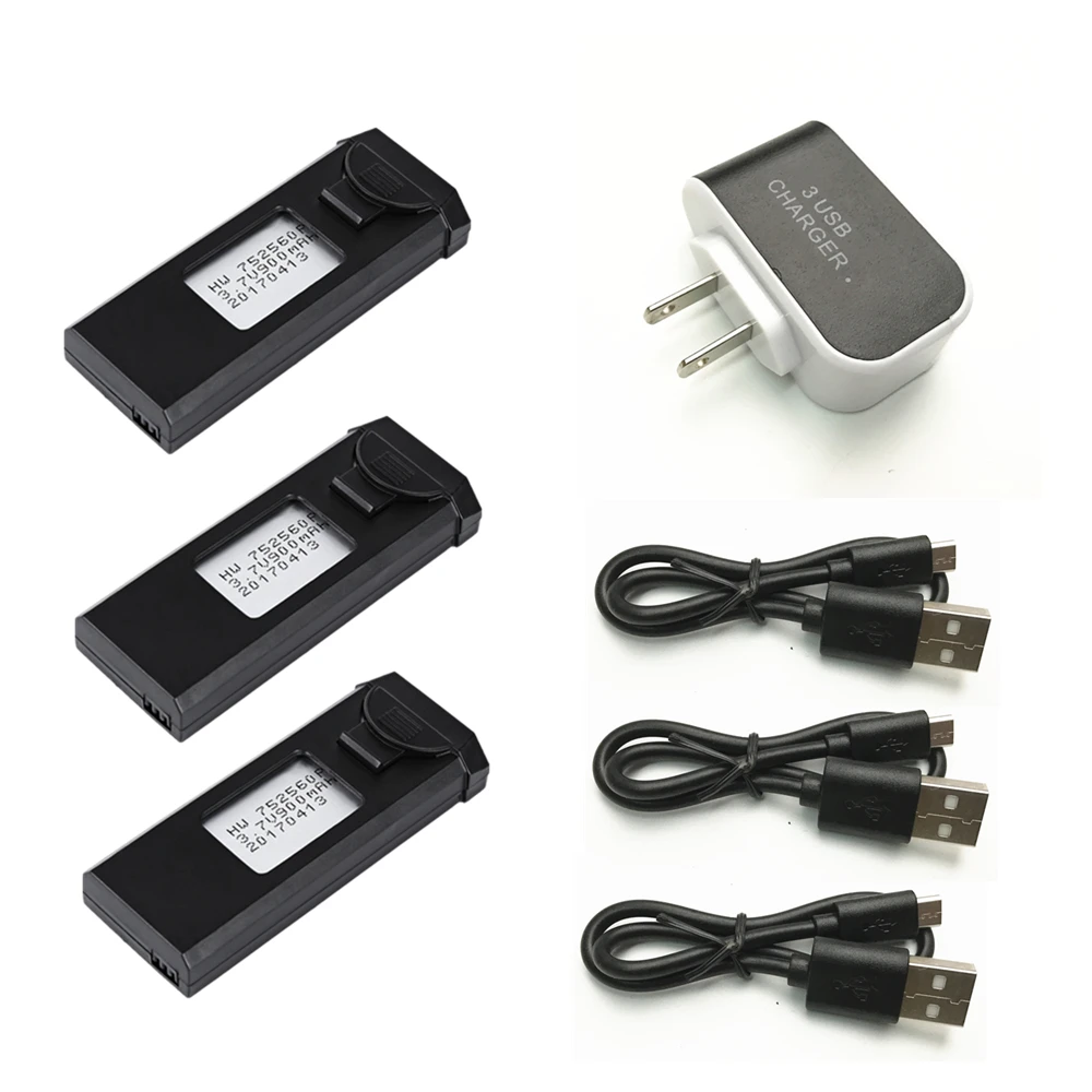3 7 В 900 мАч 30C Lipo аккумулятор для VISUO XS809S XS809HW XS809W XS809 RC Запчасти Дронов батарея 752560P