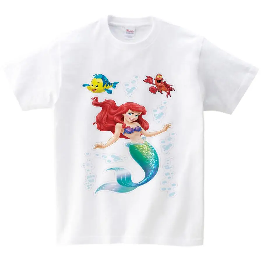 White childreT-shirt Детская одежда с изображением русалки футболки с короткими рукавами для мальчиков и девочек, топы, футболки для малышей детская одежда футболки N - Цвет: White childreT-shirt