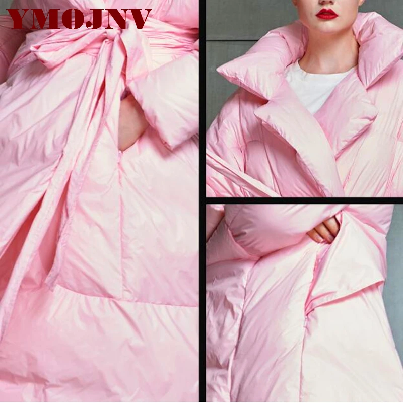 

YMOJNV Fashion New Collection Winter Coat Women X-long Down Parka Female Solid Large Size Loose Oversize Down Jacket Outerwear