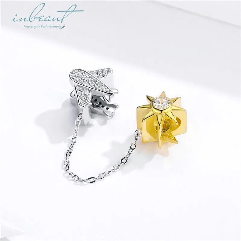 S925 серебро fit Pandora браслет Единорог пчела птица сова украшения с перьями в форме губ с надписью Kiss Сердце Корона ключ Звезда бусины с клевером для браслетов - Цвет камня: FSCC1243