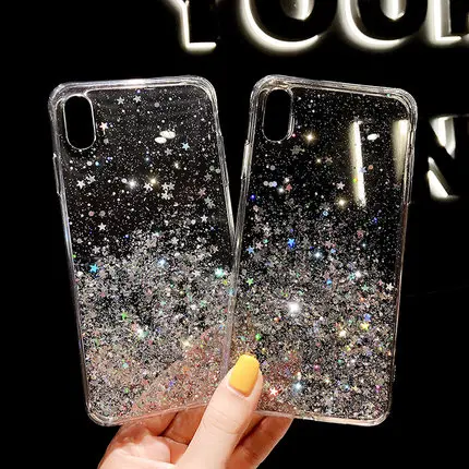 Чехол для Apple iphone XS Max XR X прозрачный защитный чехол с блестками и зыбучим песком 6 6S